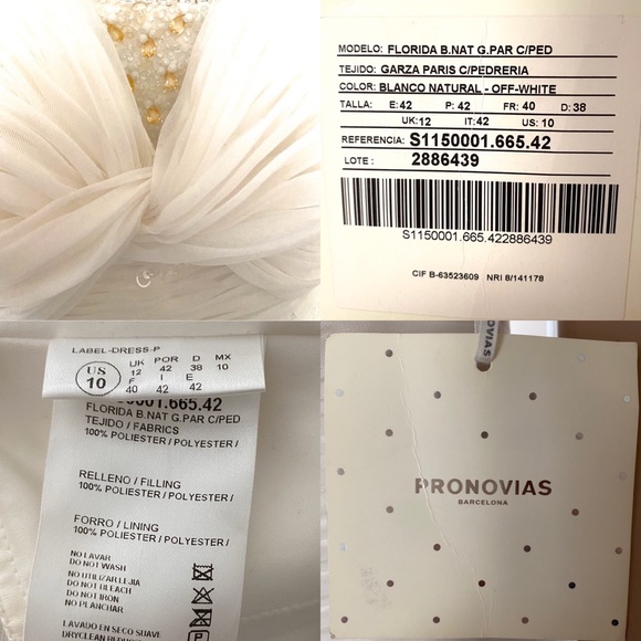 Pronovias Wedding Gown Sz 10 NEW UNALTERED - Picture 3 of 3